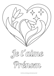 Dessin gratuit Fleurs Coeur Je t'aime Grand coeur Étoiles