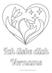 Kostenlose Zeichnung Blumen Herz Ich liebe dich Großes Herz Sterne