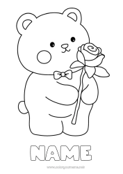 Coloring to customize Bear I love you Animal Rose Forest animals