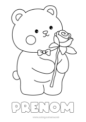 Coloriage à personnaliser Ours Je t'aime Animal Rose Animaux de la forêt