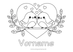 Kostenlose Zeichnung Herz Vogel Ich liebe dich Tier Valentinstag Vögel und fliegende Säugetiere