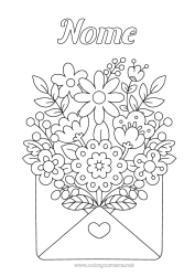 Desenho grátis Flores Coração Primavera Envelope