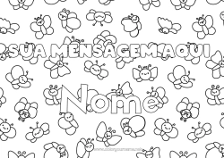 Desenho para personalizar Primavera Borboleta Animal Nome decorado Insetos Fundo decorativo