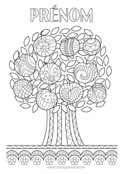 Coloriage à personnaliser Arbre Fruits Zentangle Pomme Pommier