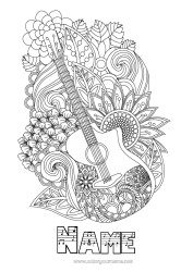 Free drawing Flowers Music Zentangle World Music Day Guitar Musical instruments