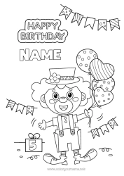 Free drawing Gifts Birthday Balloons Clown Happy Birthday (English) Message Customizable age