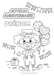 Coloriage à personnaliser Cadeaux Anniversaire Ballons Clown Joyeux anniversaire (français) Message Age fêté personnalisable