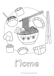 Desenho para personalizar Comida Japão Sushis Ramen