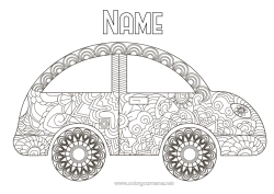 Free drawing Vehicles Car Zentangle Cars, vans, and motorhomes