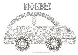 Colorear para personalizar Vehículos Coches Zentangle Automóviles, furgonetas y autocaravanas