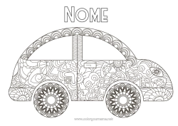 Desenho para personalizar Veículos Carro Zentangle Voitures, vans et camping-cars