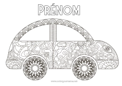 Coloriage à personnaliser Véhicules Voiture Zentangle Voitures, vans et camping-cars