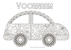 Kleurplaat aanpassen Voertuigen Auto Zentangle Auto's, busjes en campers