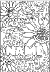 Coloring to customize Flowers Decorated name Sunflower Complex coloring pages Zentangle Decorative background