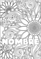 Colorear gratis Flores Nombre decorado Girasol Dibujos complejos para colorear Zentangle Fondo decorativo