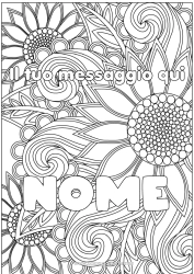 Colorazione gratuita Fiori Nome decorato Girasole Colorazioni complesse Zentangle Sfondo decorativo