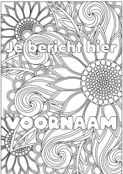 Gratis kleurplaat Bloemen Gedecoreerde naam Zonnebloem Complex Kleurplaten Zentangle Decoratieve achtergrond