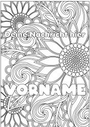 Kostenlose Malvorlage Blumen Dekorierter Name Sonnenblume Komplexe Ausmalbilder Zentangle Dekorativer Hintergrund