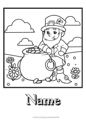 Coloring to customize Magic pot Clover Ireland Saint Patrick's Day Hat