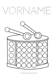 Kostenlose Malvorlage Karneval Musik Punktmaler Musikfest Musikinstrumente Trommel