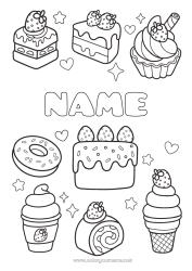 Free drawing Cake Kawaii Donuts Treats Ice cream Cupcake