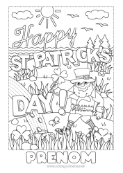 Coloriage à personnaliser Trèfle Irlande Fête de la Saint Patrick Leprechaun