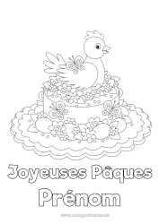 Coloriage à personnaliser Poule Papillon Oeufs de Pâques Insectes Animaux de la ferme Chapeau de Pâques