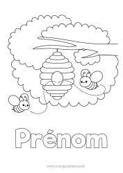 Coloriage gratuit Abeille Insectes Ruche