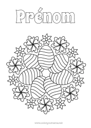 Coloriage gratuit Fleurs Mandala Oeufs de Pâques Pâques