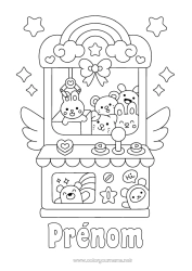 Coloriage gratuit Kawaii Jeux et jouets Parc d'attractions Peluche Machine à Pince Fête Foraine