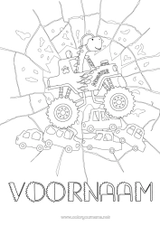 Gratis tekening Dinosaurussen Voertuigen Auto Dier Auto's, busjes en campers Racewagens en circuits Monstertruck