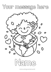 Free coloring Heart Girl Ecology Earth Earth Day