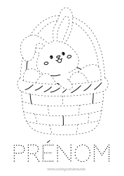 Dessin gratuit Lapin Activités enfants Oeufs de Pâques Pâques Panier Coloriages faciles Trace et colorie Animaux de la forêt