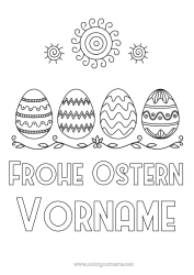 Malvorlage anpassen Sonne Ostereier Ostern 