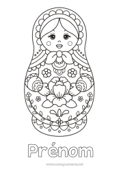 Coloriage à personnaliser Symboles Jeux et jouets Russie Poupée