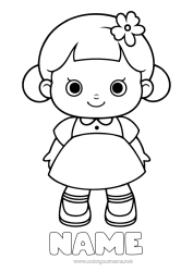 Coloring to customize Girl Easy coloring pages Games and toys Doll