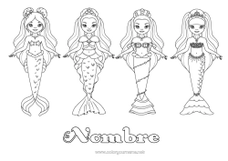 Colorear para personalizar Sirena Juegos y juguetes Muñeca