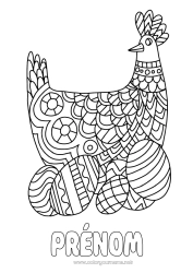 Coloriage à personnaliser Poule Animal Oeufs de Pâques Pâques Zentangle Animaux de la ferme