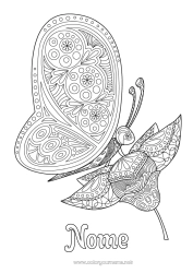 Desenho para personalizar Borboleta Animal Colorações Complexas Zentangle Insetos