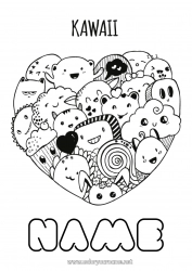 Free coloring Cute Heart Kawaii