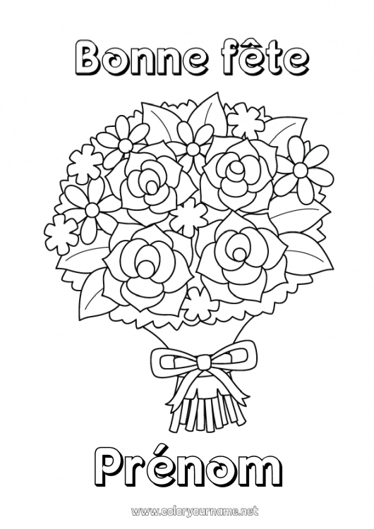 Coloriage à imprimer Fleurs Bonne fête