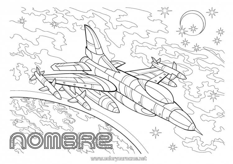 Dibujo para colorear para imprimir Avión Vehículos Espacio Vehículos aéreos