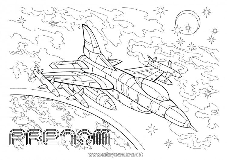 Coloriage à imprimer Avion Véhicules Espace Véhicules aériens