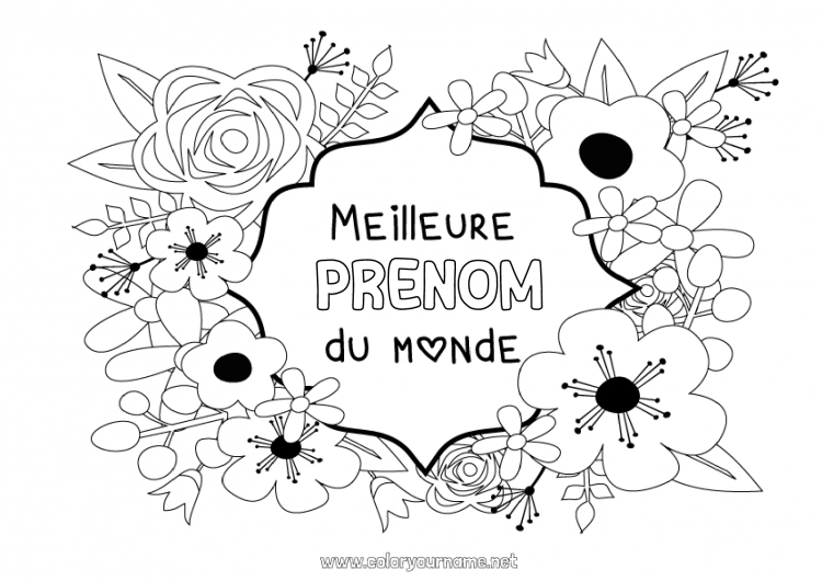 Coloriage à imprimer Fleurs Maman Mamie Bonne fête Ami, Amie