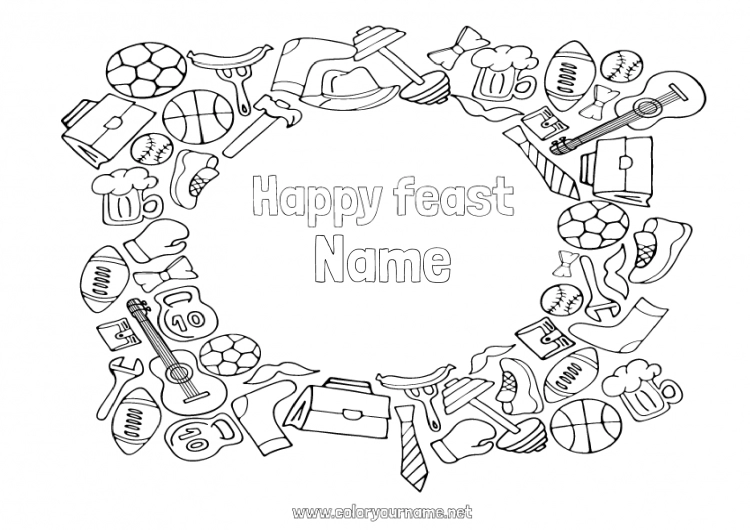 Coloring page to print Sport Dad Grandpa Happy feast day !