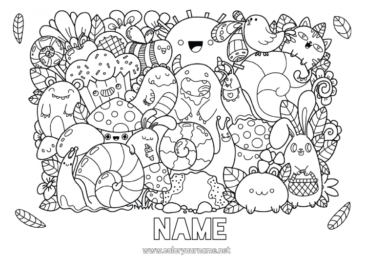 Coloring page to print Cute Kawaii