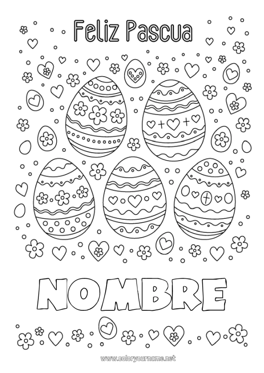 Dibujo para colorear para imprimir Huevos de Pascua Pascua de Resurrección Mensaje de 