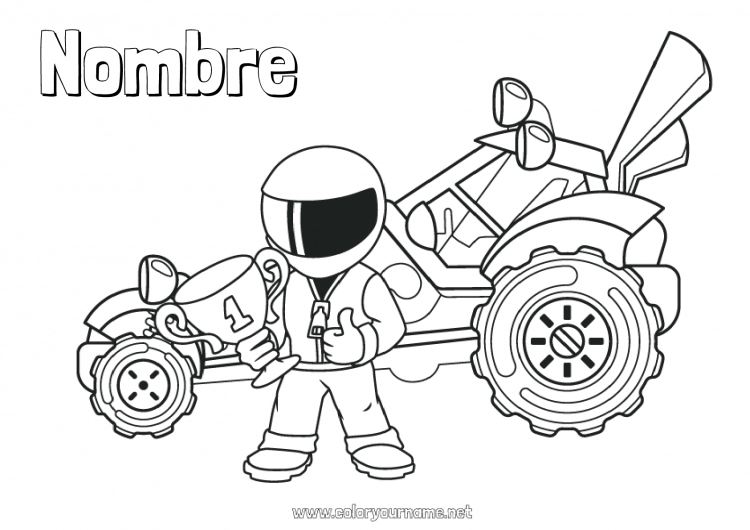 Dibujo para colorear para imprimir Sport Vehículos Coches Copa, trofeo, medalla Carrera Coche de carreras Campeón Automóviles, furgonetas y autocaravanas Vehículos de carreras y pistas Competitions and Rewards