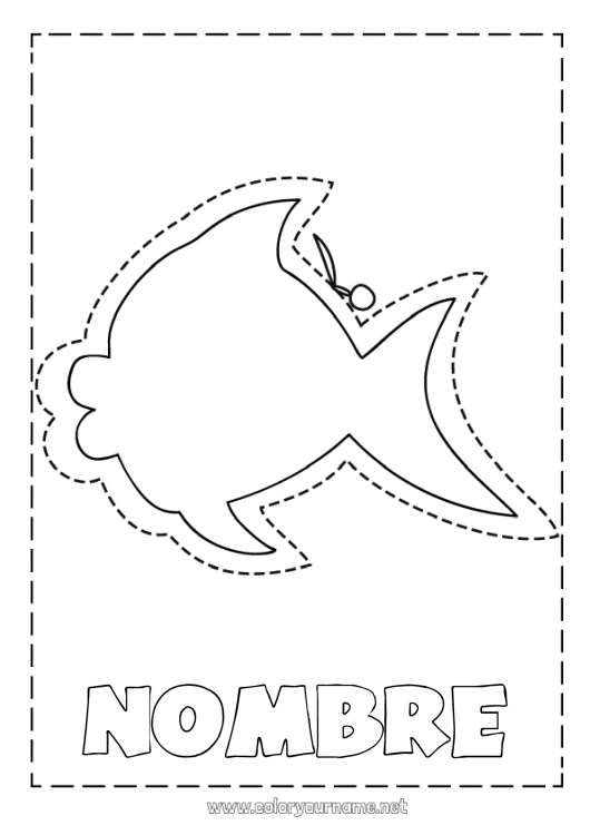 Dibujo para colorear para imprimir Actividades para niños Pescado Día de los Inocentes Animales marinos o acuáticos