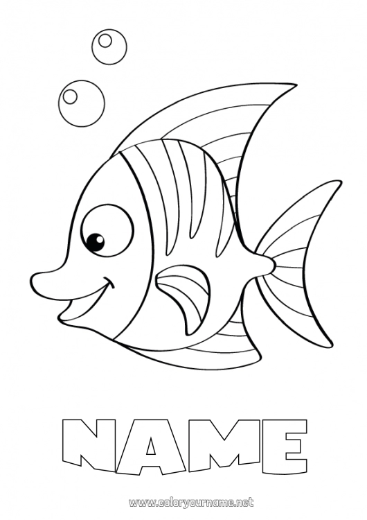 Coloring page to print Animal Fish April Fools' Day Marine or aquatic animals